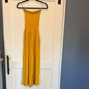 Love Tree Yellow Strapless Jumpsuit